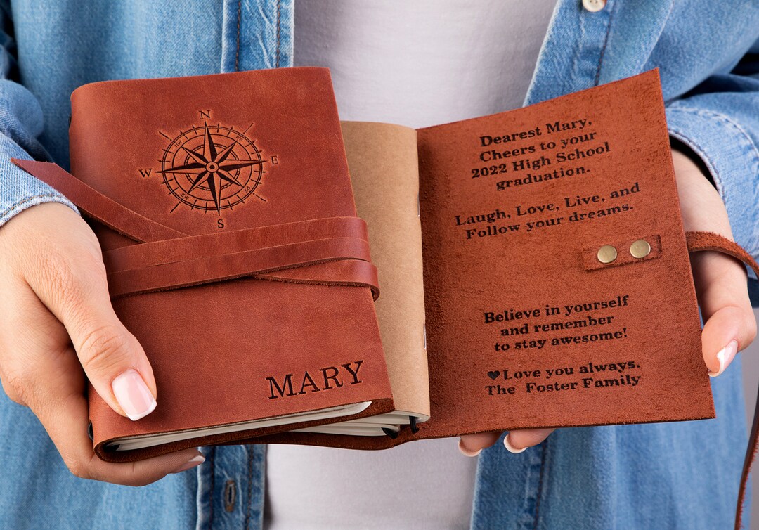 Custom Leather Journal for Graduation Gift for College - Etsy