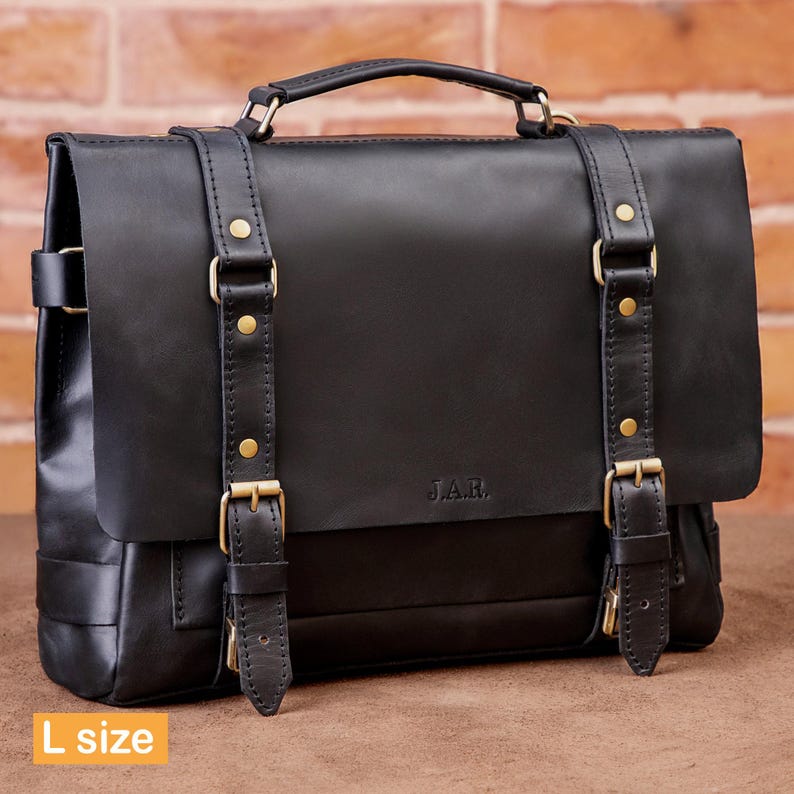 Mens leather laptop briefcase, Leather office bag for man, MacBook leather bag, custom leather briefcase image 8