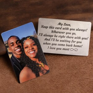 Valentine's Day gift for boyfriend, Personalized wallet photo card, metal wallet insert custom made, Engraved wallet card with picture 画像 12