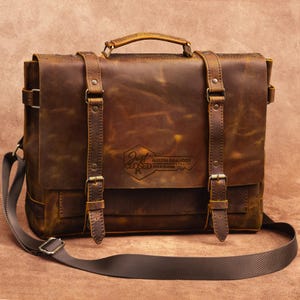 Mens leather laptop briefcase, Leather office bag for man, MacBook leather bag, custom leather briefcase image 19