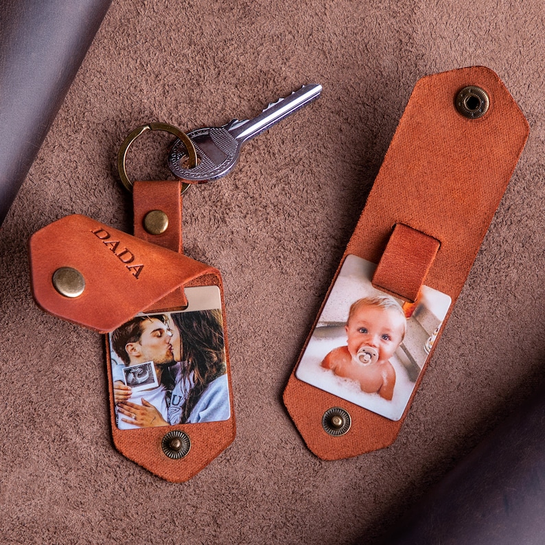 Husband keychain with photo, leather key chain for husband, custom photo keychain from wife, keychain for men, photo keychain image 9