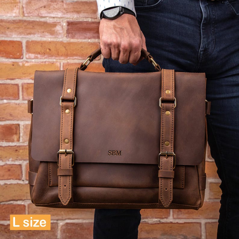 Mens leather laptop briefcase, Leather office bag for man, MacBook leather bag, custom leather briefcase image 12