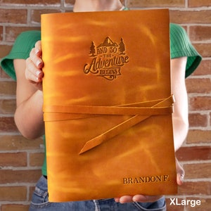 Extra large Hand bound leather journal, Personalized gift for Wife, Leather Sketchbook Artist gift for Her
