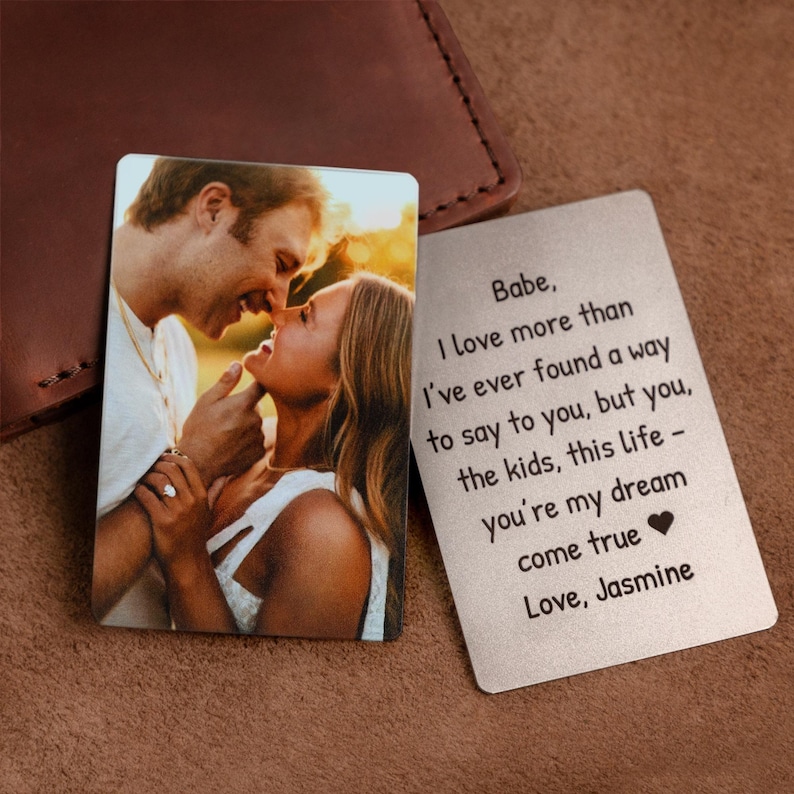 Valentine's Day gift for boyfriend, Personalized wallet photo card, metal wallet insert custom made, Engraved wallet card with picture 画像 8