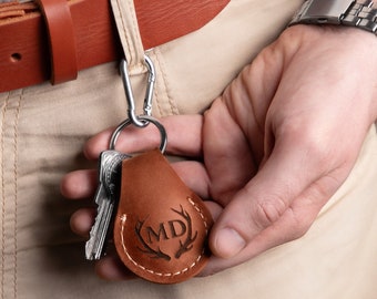Custom Apple Airtag Holder, Keychain Holder For Air Tag, Genuine Leather Apple Airtag, Engraved Apple Airtag Case