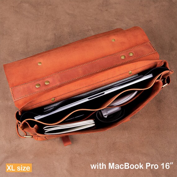 Leather laptop bag with trolley sleeve sale