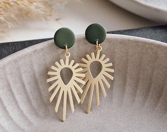 Sun Earrings / Polymer Clay & Brass