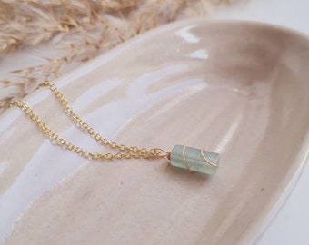 Aventurine necklace gold-colored, gemstone jewelry, gift idea for girlfriend, mother, sister, bride, maid of honor, yoga jewelry