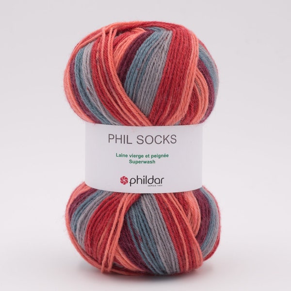 Phil SOCKS MULTICO, sock yarn, Sockenwolle, multicolored sock yarn, 100g, fingering sock wool, gradient color yarn, 4 ply sock wool