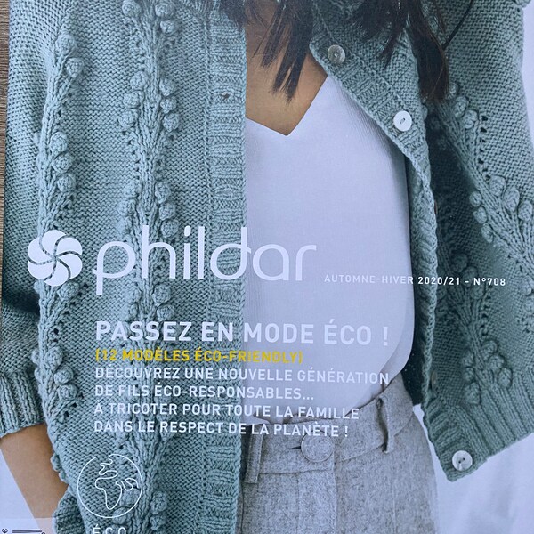 Magazine tricot PHILDAR No. 708 A/H 20-21, Patrons tricot en français, éco-fils, patrons pour femmes, hommes, enfants, ecowool, ecocoton