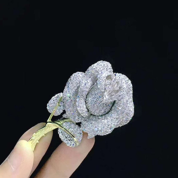 LaylaJewelryBox Rose Brooch, Flower Brooch, Silver Brooch, Wedding Jewelry, Engagement Jewelry, S925 Sterling Silver Brooch, Brooches for Women