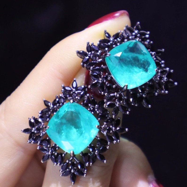 S925 Sterling Silver Imitation ! Super beauty product restock quality top! Wedd Tourmaline Paraiba Earrings Sales for sale