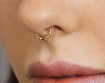 20G 18G 16G 14G  Septum Nose Ring Gold, Titanium Layered Septum Clicker Septum Hoop Gold Septum Ring Silver Nose Piercing, Gift For Her