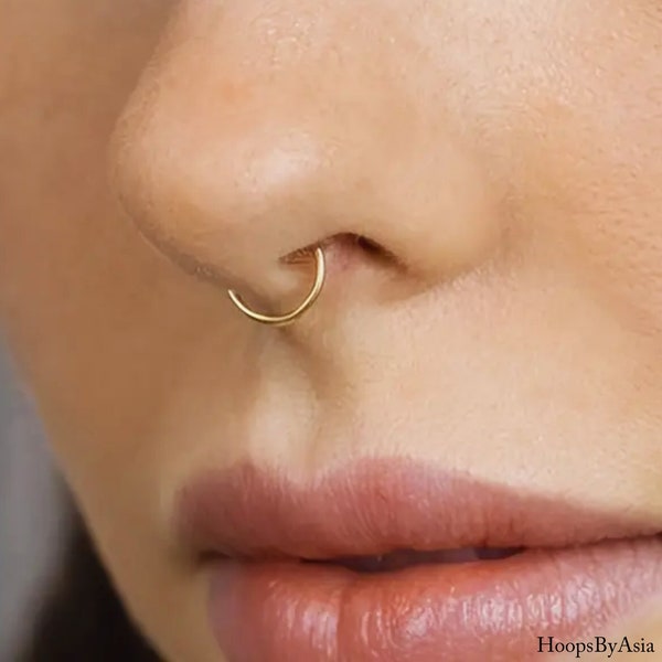 20G 18G 16G 14G Septum Nose Ring Gold, Titanium Layered Septum Clicker Septum Hoop Gold Septum Ring Silver Nose Piercing, Gift For Her