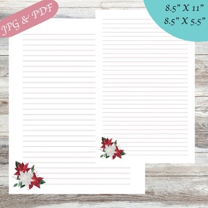 Christmas Ornaments Printable Writing Sheets | Writing Paper | Stationery | 8.5&quot; X 11&quot; | 8.5&quot; X 5.5&quot; | Lined