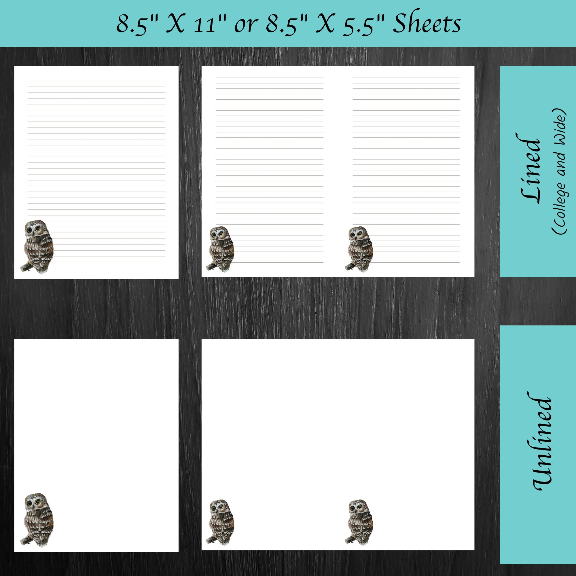 Little Owl Printable Writing Sheets | Writing Paper | Stationery | 8.5 ...