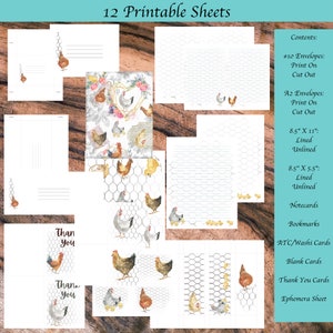 Chickens Printable Stationery Kit | Writing Paper, Envelopes, Notecards, Greeting Cards, Thank You Cards, Bookmarks, & More