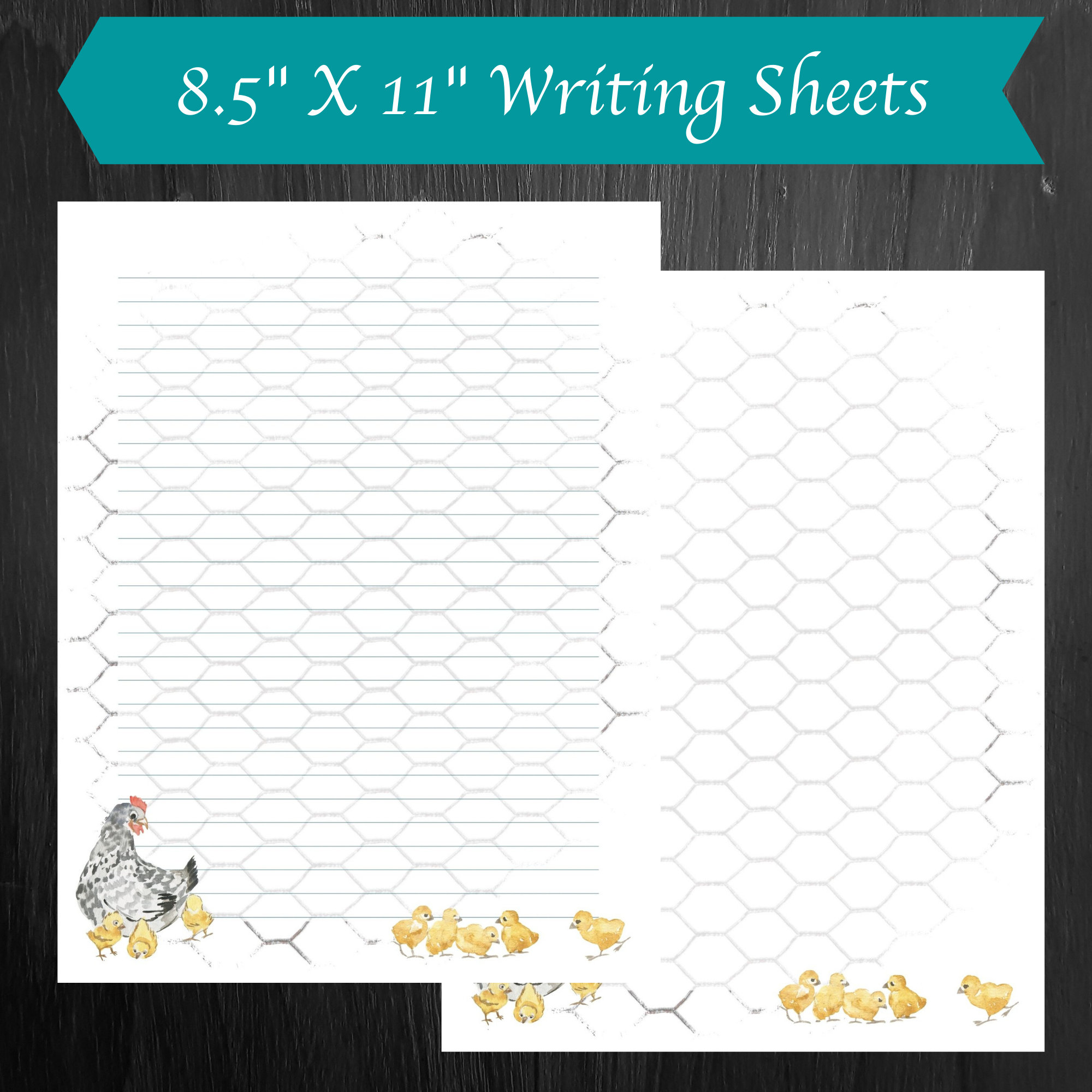 Chickens Printable Writing Sheets Writing Paper Pretty | Etsy