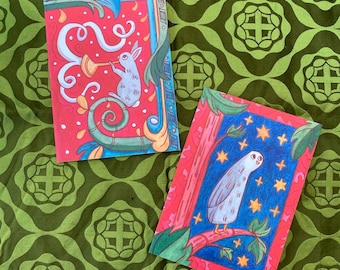 Medieval holiday cards - set of 4