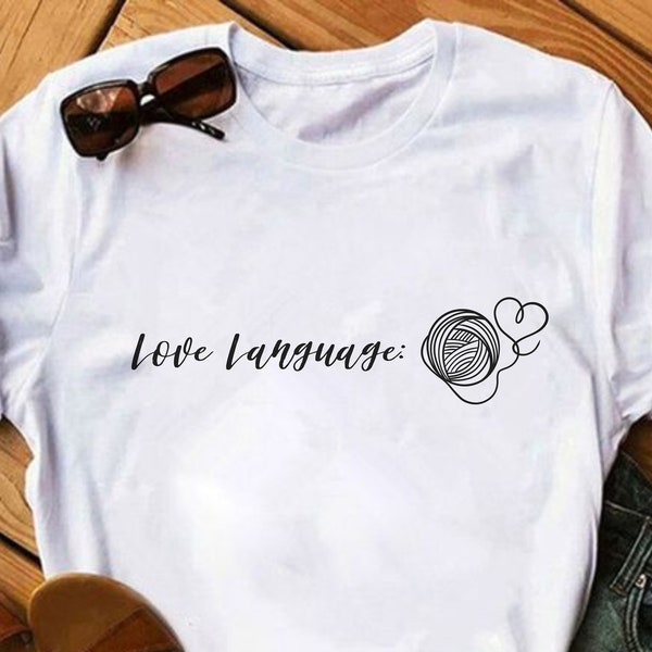 Love Language: Yarn Crocheter T-shirt - Valentine's Day Trend, Gift for crocheters, crocheters tshir, Valentines tshirt for crocheters
