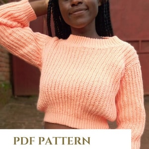 CROCHET PATTERN: Crochet Crop Sweater Pattern, Crochet Women Sweater PDF Pattern, Women Crochet Sweater Pattern, Knitting Sweater Pattern,