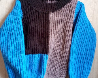 CROCHET SWEATER PATTERN | Crochet Colour-Block Sweater Pattern, Crochet Men Swearer, Crochet Women Sweater, Crochet Unisexn Sweater Xs-5Xl
