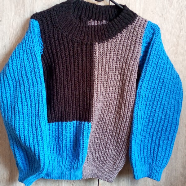 CROCHET SWEATER PATTERN | Crochet Colour-Block Sweater Pattern, Crochet Men Swearer, Crochet Women Sweater, Crochet Unisexn Sweater Xs-5Xl