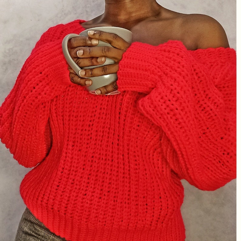 Crochet V neck women sweater pattern Crochet V-neck off the shoulder sweater pattern Crochet knit look sweater pattern, Sitandcrochet image 1