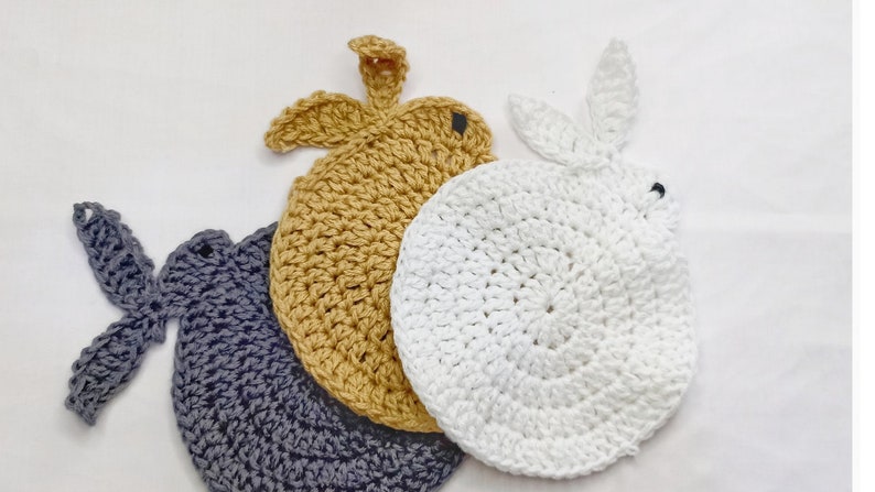 Crochet Pattern, CROCHET COASTER PATTERN Crochet Easter Bunny Coaster Pattern, Easter Crochet Bunny Pattern image 1