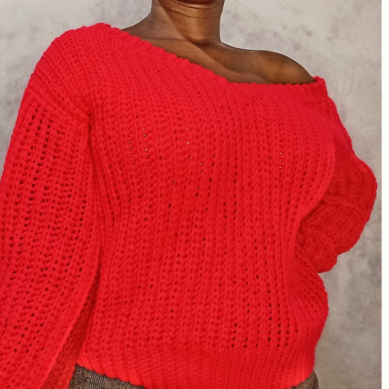 Crochet V neck women sweater pattern Crochet V-neck off the shoulder sweater pattern Crochet knit look sweater pattern, Sitandcrochet image 4