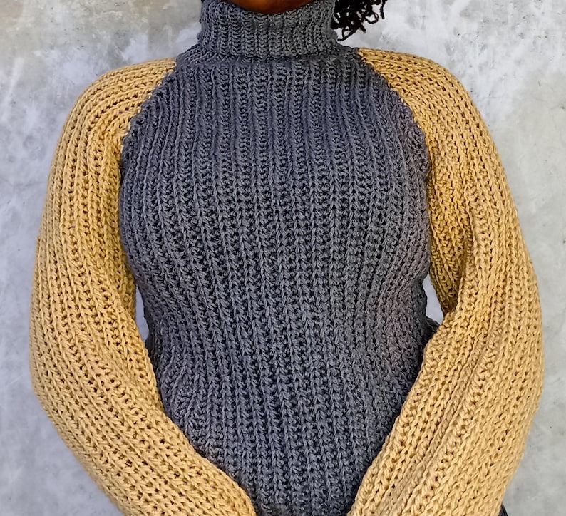 CROCHET PATTERN Color Block Sweater/ Crochet Turtleneck image 6