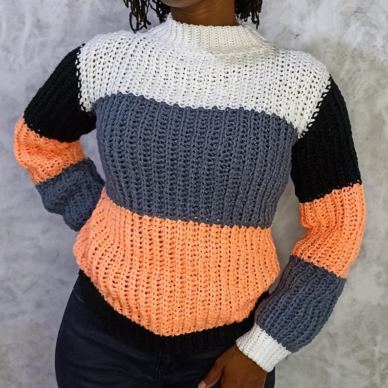 CROCHET PATTERN Crochet multi colour Sweater Crochet Sweater image 1