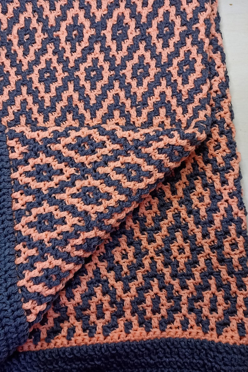 Crochet Mosaic Blanket Pattern, Crochet Blanket Pattern, Crochet Easy Blanket Pattern, Beginner crochet mosaic blanket pattern image 2