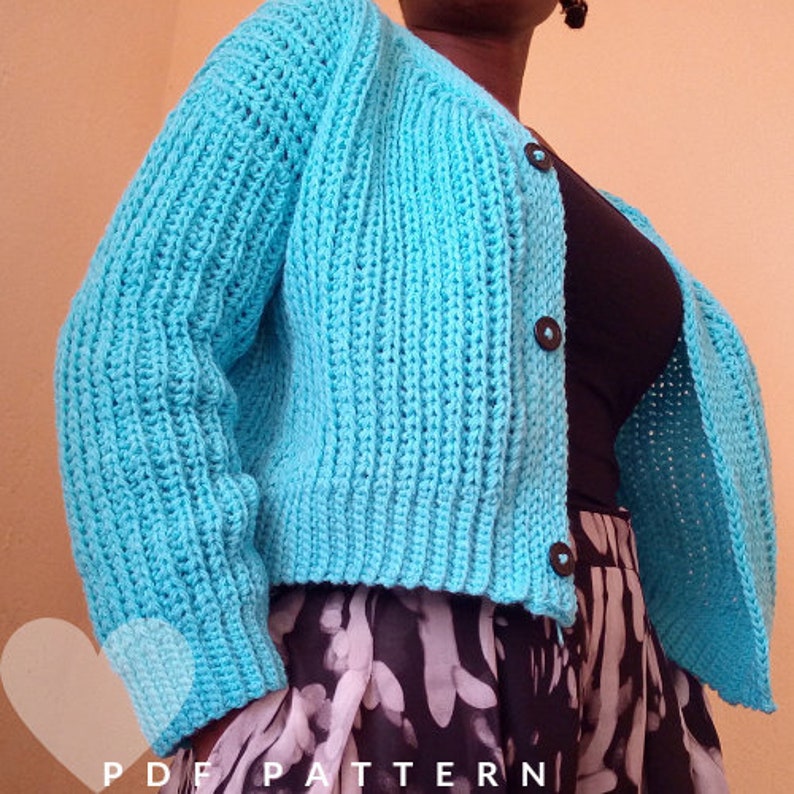 Crochet crop Cardigan Pattern, Crochet cardigan pattern, Easy crochet women cardigan pattern/Crochet men sweater pattern, plus size women image 9