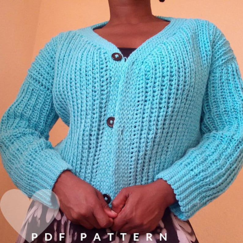 Crochet crop Cardigan Pattern, Crochet cardigan pattern, Easy crochet women cardigan pattern/Crochet men sweater pattern, plus size women image 7