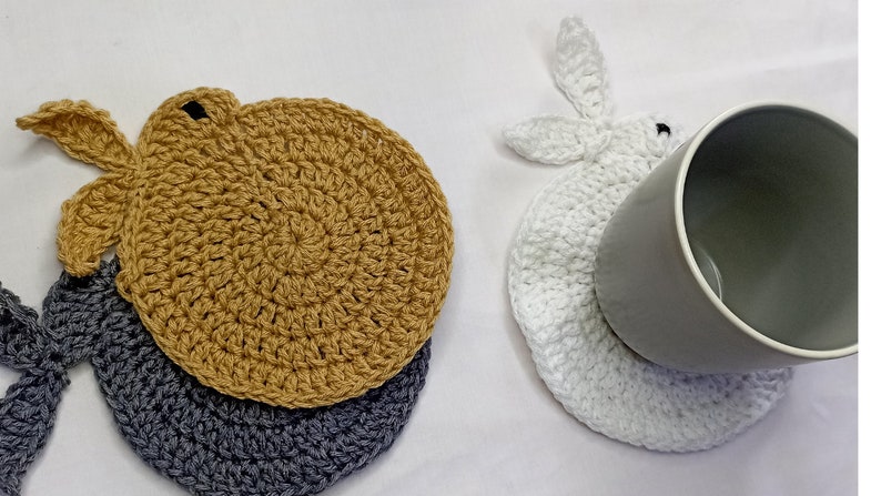 Crochet Pattern, CROCHET COASTER PATTERN Crochet Easter Bunny Coaster Pattern, Easter Crochet Bunny Pattern image 3