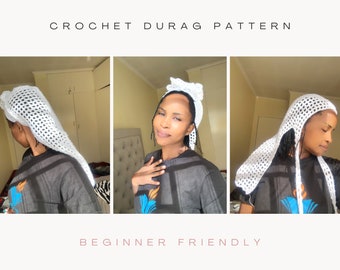 Durag au crochet, Accessoires au crochet, Modèle de Durag au crochet, Modèle de Durag au crochet pour débutants, Bandana au crochet, Modèle de Durag Crochet