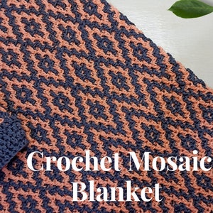 Crochet Mosaic Blanket Pattern, Crochet Blanket Pattern, Crochet Easy Blanket Pattern, Beginner crochet mosaic blanket pattern image 4