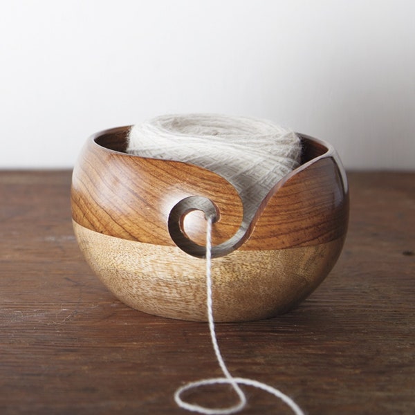 Wooden Knitting Bowl Etsy