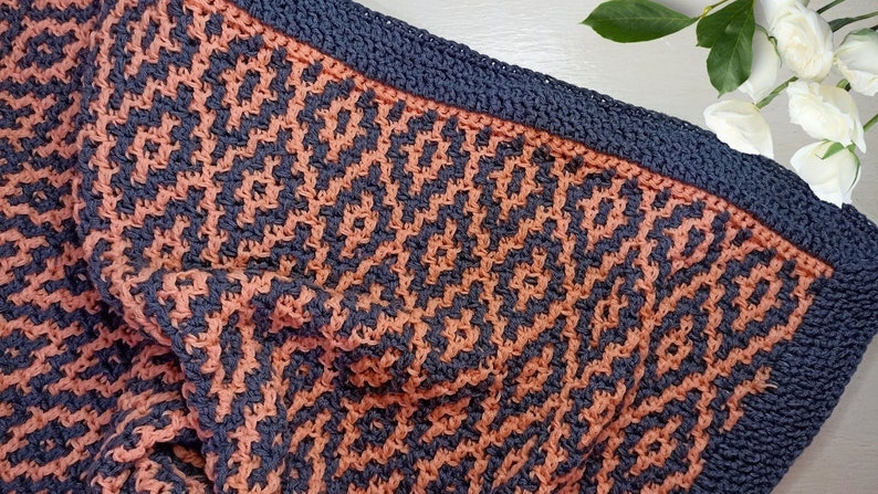 Crochet Mosaic Blanket Pattern, Crochet Blanket Pattern, Crochet Easy Blanket Pattern, Beginner crochet mosaic blanket pattern image 1
