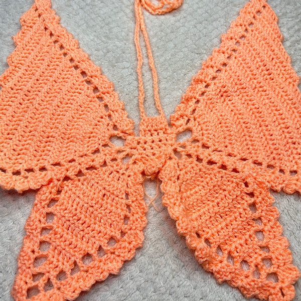 Crochet Butterfly Top Pattern! Crochet bralette, Easy crochet top, Beginner friendly crochet butterfly top, Butterfly crochet top pattern