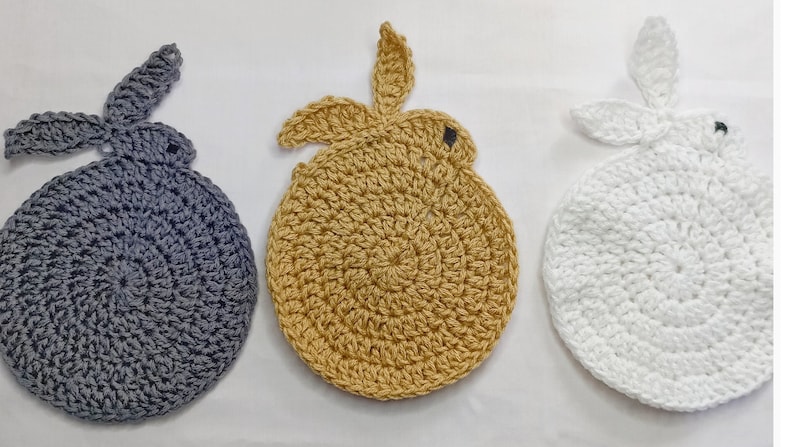 Crochet Pattern, CROCHET COASTER PATTERN Crochet Easter Bunny Coaster Pattern, Easter Crochet Bunny Pattern image 4