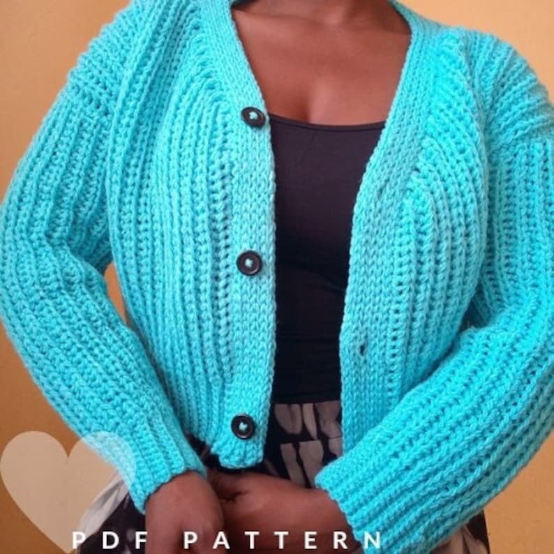 Crochet crop Cardigan Pattern, Crochet cardigan pattern, Easy crochet women cardigan pattern/Crochet men sweater pattern, plus size women image 1