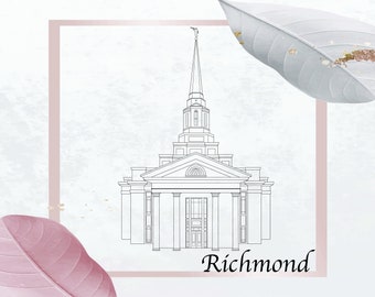 Digital Richmond Virginia LDS Temple Vector, LDS Temple Art, Glowforge, Embroidery, Digital Use Vector Art