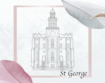 Digital St George Temple, Vector, Digital, Glowforge, LDS Temple, Clipart