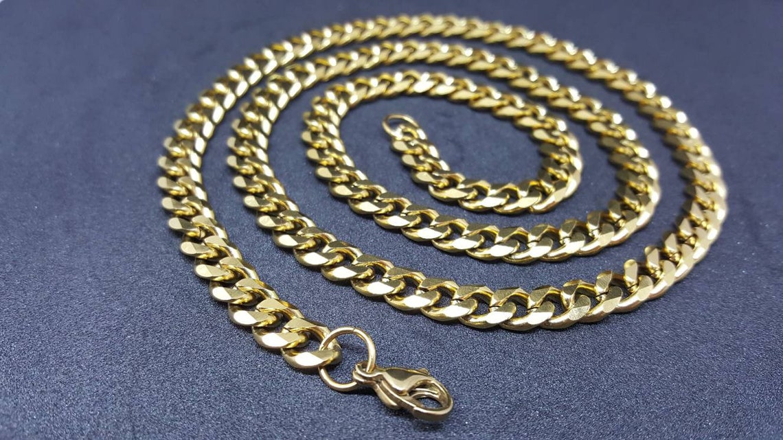 18k Gold Titanium Chain 18k Gold Chains Waterproof Gold Etsy UK