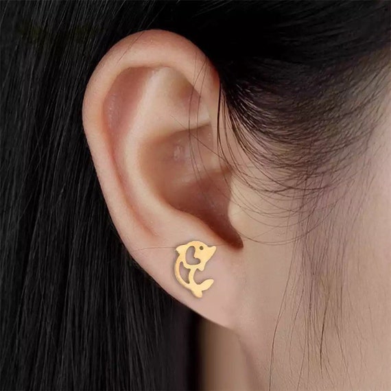 Titanium Gold Earrings Gold Studs Earrings Gold Push Back