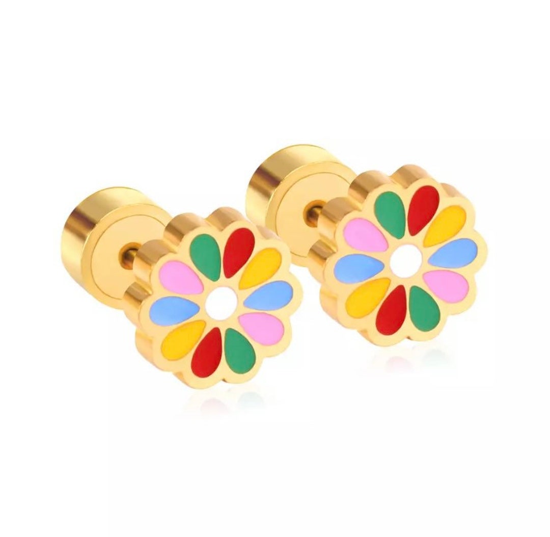 Titanium Gold Earrings Gold Studs Earrings Gold Push Back Etsy UK