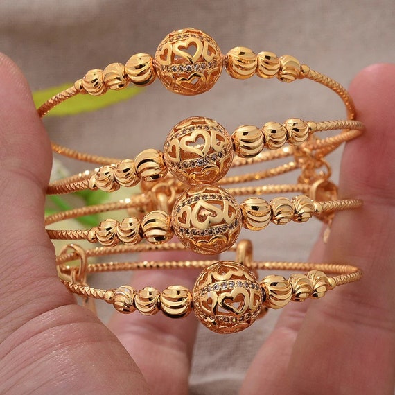 24K Gold Plated Filigree Diamond Cut Ethiopian India Gold Bangle Bracelet  for Women | Wish