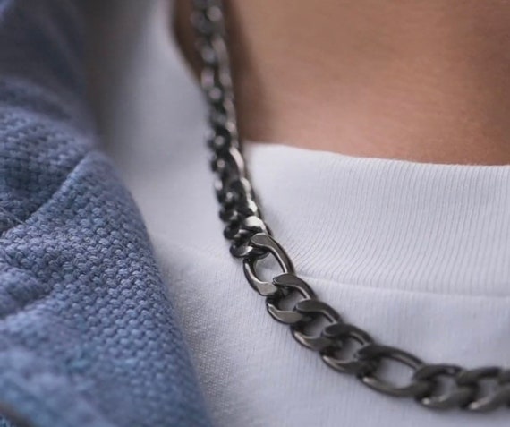 Mens black titanium chain cheap necklace
